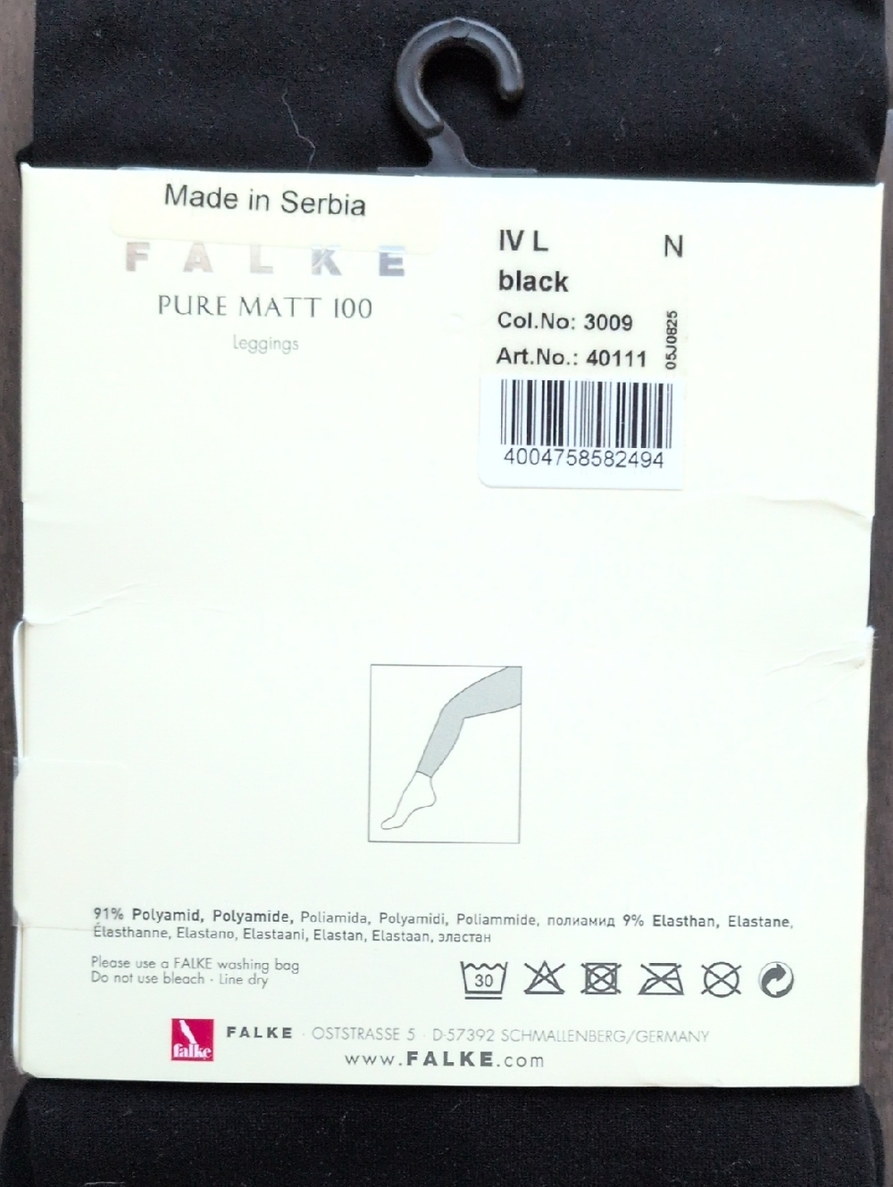 FALKE Pure Matt 100 Leggings - Black - Picture 3 of 3